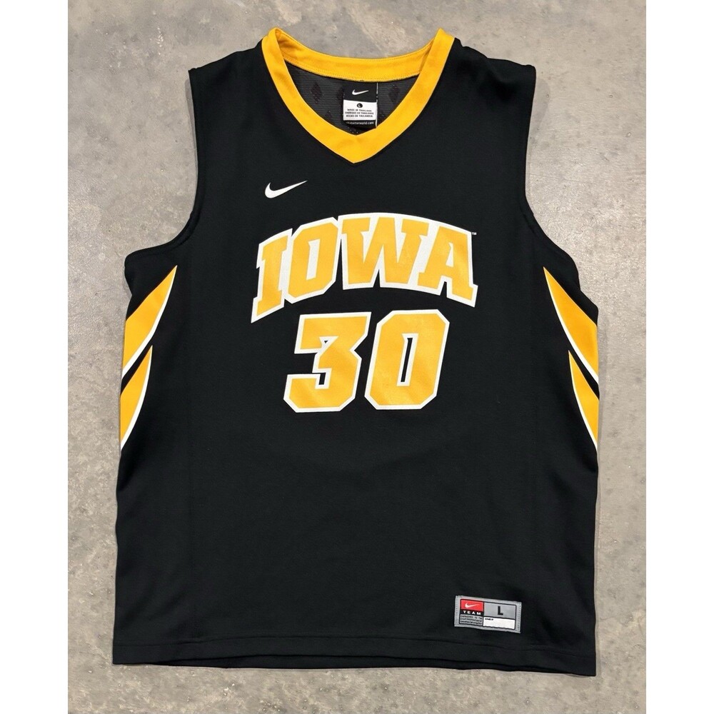 Nike Team Iowa Hawkeyes Basketball Jersey Youth Large Black #30 Swoosh